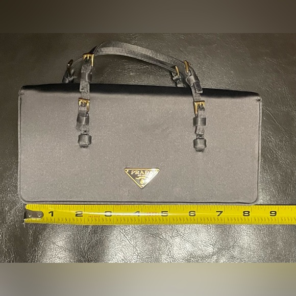 Authentic! Prada gray satin mini bag with top handle. - Picture 13 of 13